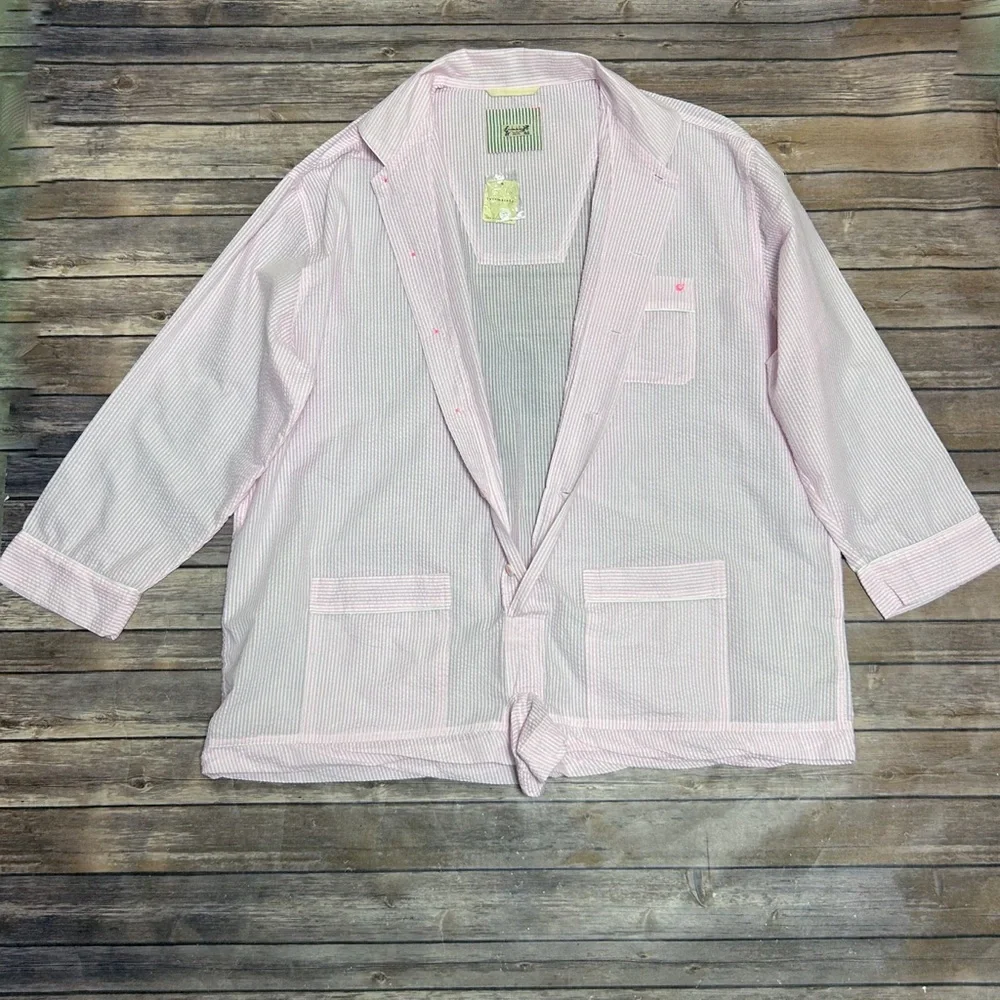 Intimately Free People Pink White Stripe Seersucker Pajamas Cloud Nine Romper XL
